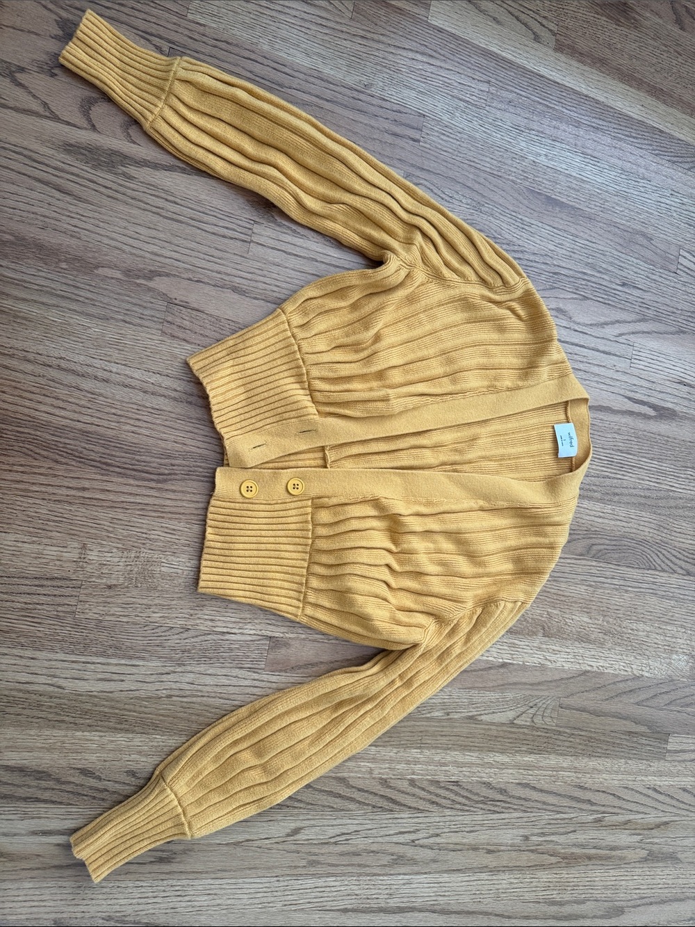 Wilfred Mustard Ribbed Cropped Button Cardigan